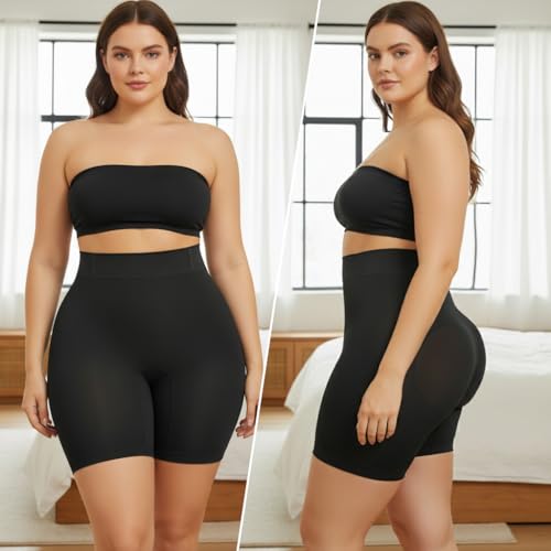 SHAPERX Shapewear Unterhose Bauchweg Damen Figurformend Miederhose Hohe Taille Stark Formend Body Shaper Shaping Shorts, UK-SZ5810-Black-L/XL