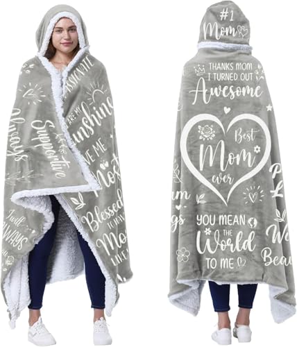 Gifts for Mum on Her Mother Day Wearable Blanket Hoodie, Mum Birthday Gifts from Son and Daughter,Mother's Day & Christmas Presents for Mum