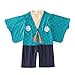Amosfun Tutina Kimono Giapponese Pagliaccetto Neonato Pigiama Giapponese Ragazzi Costume Kimono con Cappotto Blu Vestito Costume Giapponese Bambino