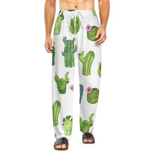 Pantalon bas de pyjama femme cactus vert en taille S pour nuit et détente