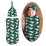 Muishi Eagle On Green Background Newborn Swaddle Blankets Hat Sets Soft Baby Receiving Blanket Swaddle Sack for Baby Shower Infant Boy Girl Gift