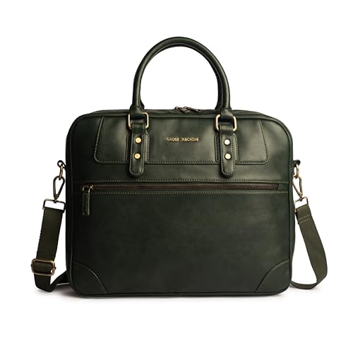 Image of Gauge Machine Messenger Bag for Men & Women - Vegan Leather Office Laptop Bag | Fits up to 16 Inch Laptop | Water-Resistant, 30L Capacity, Padded Compartment
