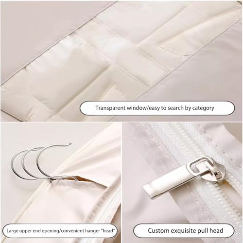 Space Saving Hanging Garment Bag with Self Compression Zipper, Space Saver Closet Organizers, Garment Bags for Hanging Clothes Travel for Moving or Storaging Clothes (Gray,M+L+XL)4