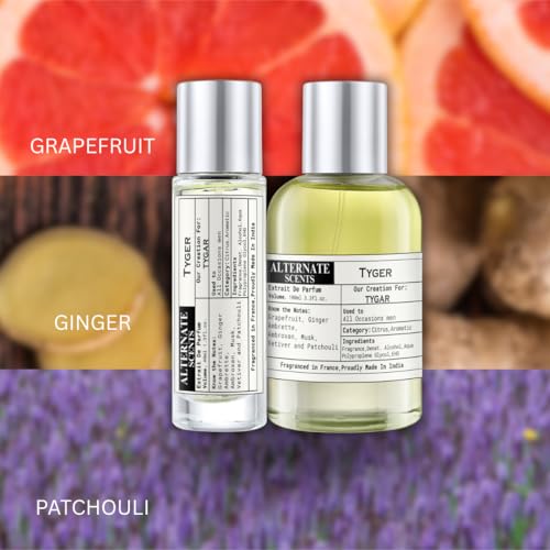 Image of Alternate Scents TYGER Long Lasting 40ml Perfume For Men |Strong& long Lasting with 30% Oil Concentration|Woody Citrus Earthy Perfume | Fragrance From France | Made In India|