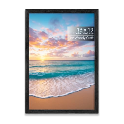 Image of 13x19 Photo Frame | Black Photo Frame For Wall Made For Statement Displays | Wall Frame For Home Decoration | Wooden Photo Frame With Crisp Look | Poster Frame For Artistic Creations
