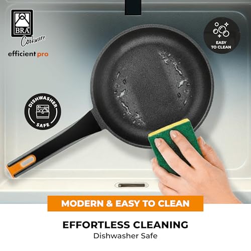 Image of BRA COOKWARE Efficient Pro 3-Piece Nonstick Frying Pan Set | 8+9.5+10.2 Inch Cast Aluminum Skillets | 3-Layer Scratch Resistant Coating Frypans | PFOA Free | All Cooktops Pans | Heat-Resistant Handle