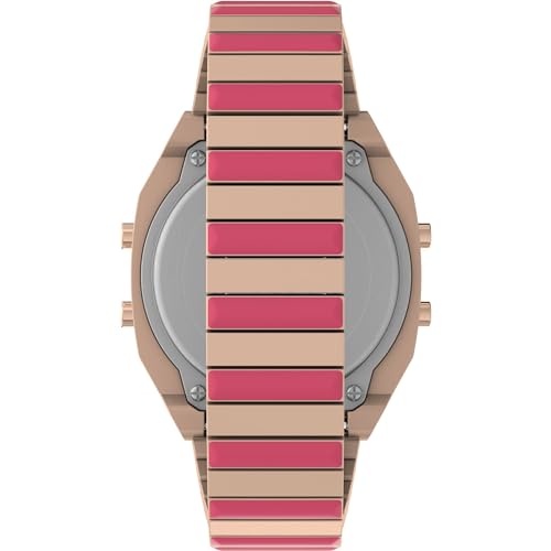 Image of TIMEX 80 Digital Watch for Women with Pink Square Dial & Rose Gold Stainless Steel Bracelet Band Water Resistant Women's Wrist Watches - TW2W41600UJ