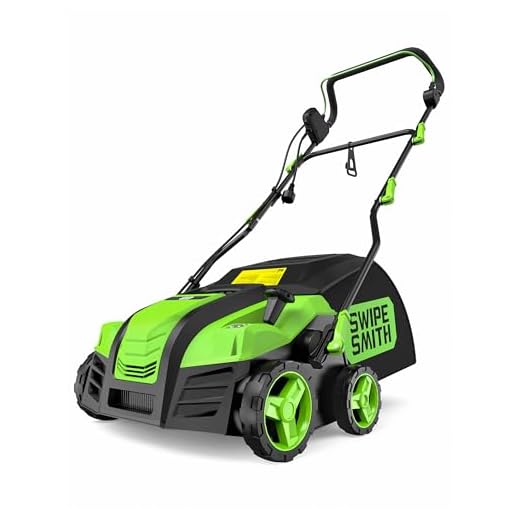 SWIPESMITH Artificial Turf Vacuum,15Amp Grass Sweeper 16” Width Lawn Sweeper Yard Power Brush with 45L Removable Leaf Collection Bag, Quick-Fold, Keeps Clear Sweepy Box (Green)