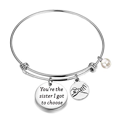 LQRI Friendship Bracelet Best Friend Gift You Are The Sister I Got To Choose Bangle Bracelet Gift for Best Friend BFF Besties