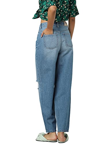 Image of ONLY Women High Rise Relaxed Fit Highly Distressed|Light Fade Jeans