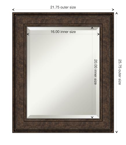 Image of Framed Vanity Mirror | Bathroom Mirrors for Wall | Ridge Bronze Mirror | Wall Mounted Mirror | Small Mirror | 25.50 x 21.50