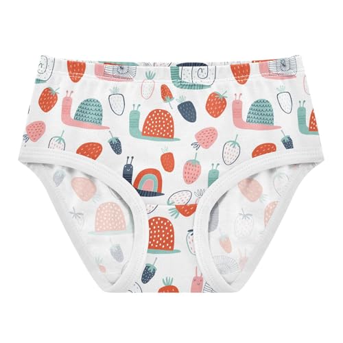 Girls Underwear Soft Cotton Snails Strawberries Kids Panties in Sizes 2/3t, 4t, 5t, 6 and 8