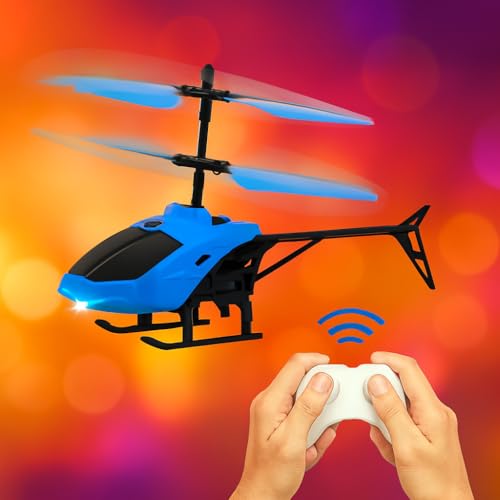 Image of Remote Control Helicopter Toy for Kids Gravity Sensing with, Rechargeable Battery, LED Lights Indoor Toy for Ages 6+ Birthday Gift Chirstmas Gift, (Pack of 1) (Blue)