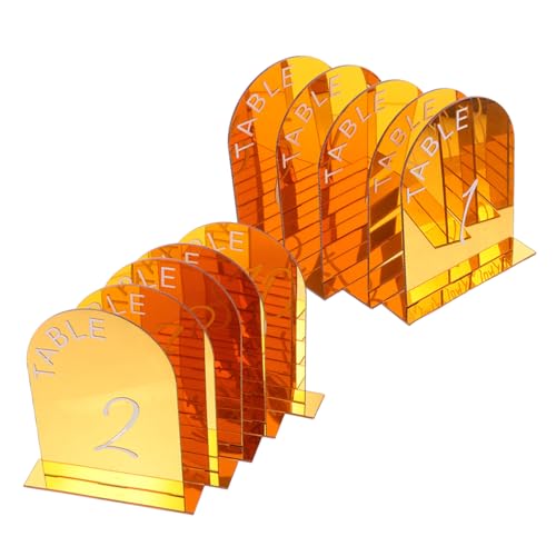 LOORGVEL 10個アーチ型ウェディングテーブル番号スタンド付き 透明アクリル製 両面表示可能 レセプションやパーティー用テーブルマーカー 卓