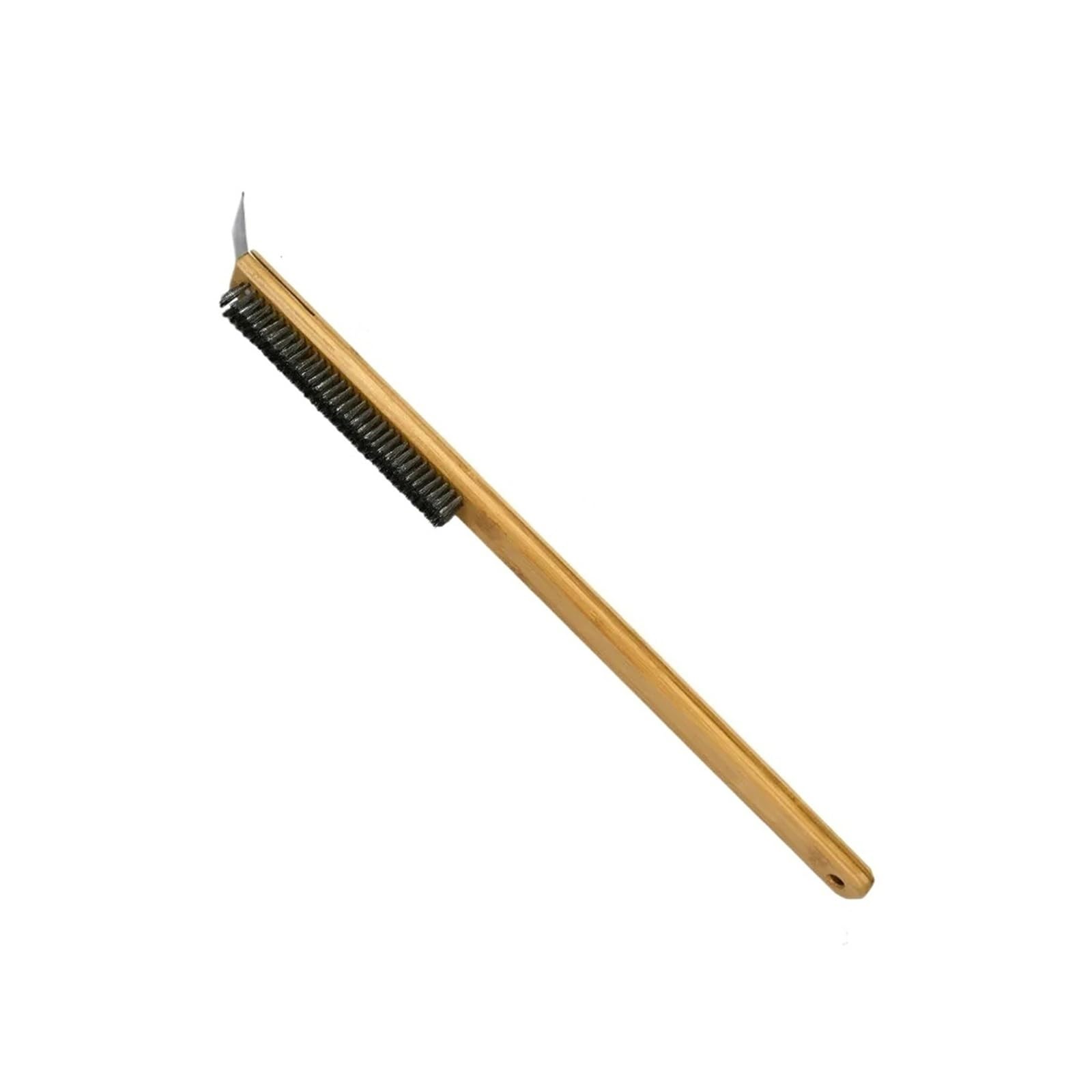 Cepillo de cobre for horno de Pizza, raspador de latón con cerdas, cepillo de limpieza for parrilla doméstica, cepillo for horno con mango de aluminio de 22 pulgadas