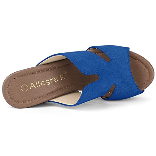 Allegra K Women's Faux Suede Platform High Block Heel Slides Sandals4