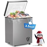 Lifeplus Chest Freezer, 3.5 Cubic Feet Small Deep Freezer Compact Top Open Door with Removable Basket, 7 Temperature Control Energy Saving Super Quiet for Kitchen Office Apartment Garage, Grey