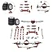 kowaku Metal Front and Rear Assembly Kits, RC Car Upgrade Tires, Tie Rods Spare Parts for MN82 LC79 1/12 RC Car Crawler Model, Red