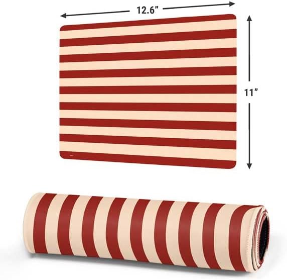 Skinit Small Gaming Mouse Pad - Neutral Stripes Design with Stitched Edges, Waterproof, Non-Slip Rubber Base, Desk Mat for Keyboard & Mouse