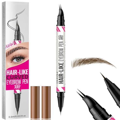 YAYNO Lápiz de Cejas Curvo de 30° 2 En 1 Lápiz de Cejas Mágico Resistente Al Agua con 2 Puntas Consigue Efecto 3D Natural Profesional Eyebrow Pencil 03 Marrón Oscura