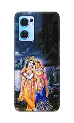 Image of Printed Hard Back Cover Case for Oppo Reno7 5G | Oppo Reno 7 5G Back Cover (Radha Krishna) -1803