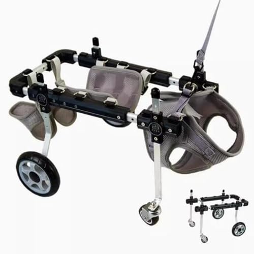 Silla de ruedas para perros pequeños de 4 ruedas carrito ortopédico ajustable XS 2