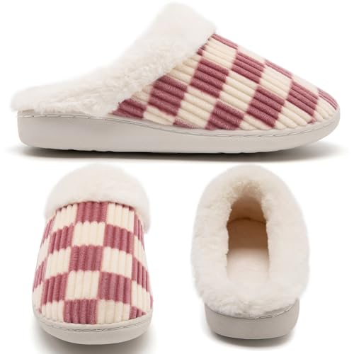 Image of Guyarns House Slippers for Women & Men - Fuzzy, Casual Indoor /Outdoor Shoes with Memory Foam & Faux Fur Lining