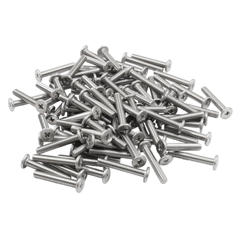 PHITUODA 100 viti a testa piatta rotonda M3 x 18 mm, in acciaio inox 304 Phillips Cross Drive vite hardware bulloni di fissaggio