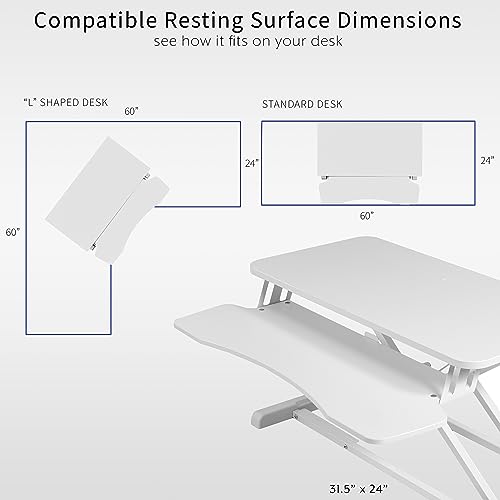 Image of VIVO 32 inch Desk Converter, K Series, Height Adjustable Sit to Stand Riser, Dual Monitor and Laptop Workstation with Wide Keyboard Tray, White, DESK-V000KW