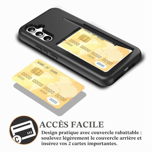 Asuwish Coque de téléphone pour Samsung Galaxy A35 5G avec protection d'écran en verre trempé et porte-cartes de crédit, support fin, fente mobile hybride, béquille, accessoires pour téléphone – vue 2