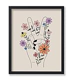 Poster Master Peace Hand Poster - Retro Flower Print - Hippie Art - Peace & Love Art - Preppy Art - Trendy Art - Floral Art - Chic Boho Art - Office or Living Room Wall Decor - 8x10 UNFRAMED Wall Art