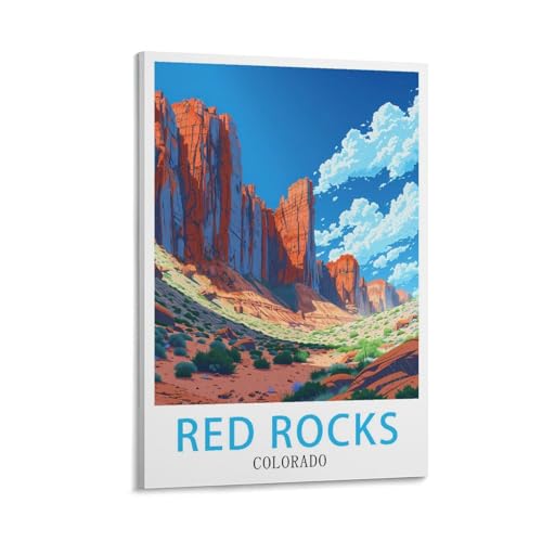Poster Red Rocks Colorado vintage pour embellir un mur vide