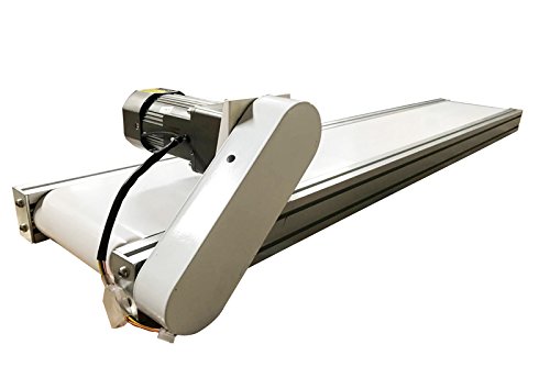INTSUPERMAI PVC Flat Conveyor Belt Systems Mesa Type Adjustable Speed PVC Belt Conveyor Packaging Machine for Industrial Transport 59inch Length 7.8inch Width White PVC Belt 110V