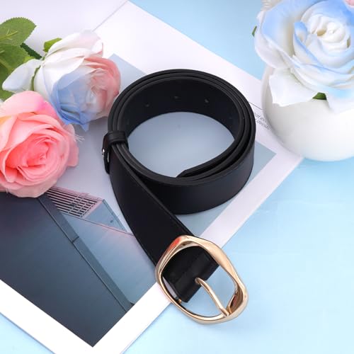 hoyuwak Women's PU Leather Belt with Gold Buckle - 1.5inches Wide, 40.5inches Long - Stylish Black Belt for Women, Jeans, Pants, Dresses & Coats | Fashion Belts for Women3
