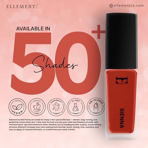 Image of SIENNA Vegan Nail Polish Terracotta Brown Color | Long Lasting Chip Resistant Formula | Quick Dry Glossy Finish | Non Toxic & Cruelty Free Nail Paint for Women | 10 ml