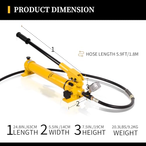 Image of 2 Speed Hydraulic Pumps Hand Operated 10000Psi with Pressure Guage 1.8m Length Hose, 900cc Hydraulic Hand Pump,Single Acting Hydraulic Pump Manual Pump for Industry,CP-700B