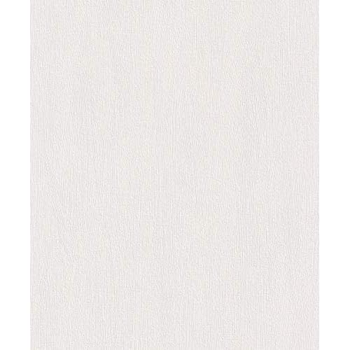 Rasch Tapete 415766 – Einfarbige Vliestapete in Weiß mit Struktur – 10,05m x 53cm (L x B)
