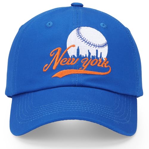 Fcexanthon Personnalisation City Embroidered Baseball Hat for Men Women Youth Team Color Cap Trucker Hats Fans Gifts (US Alpha One Size NYM-Blue)