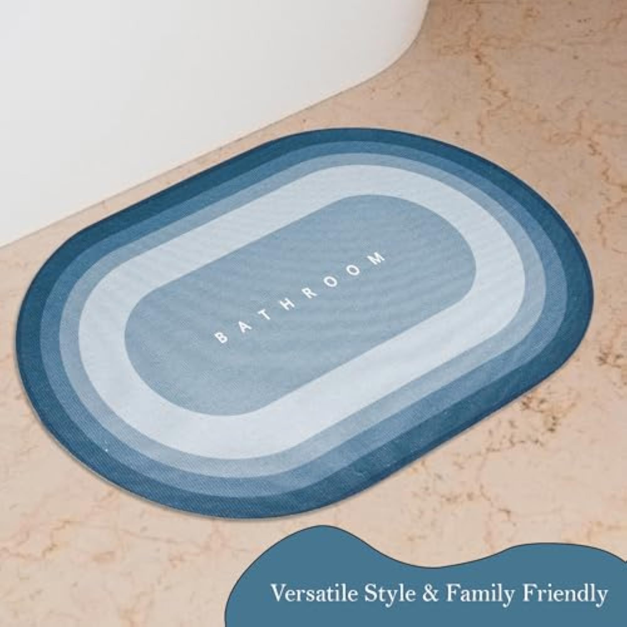 Oval Bathroom Mat, Soft Anti-Skid Bath Mat