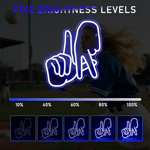 Image of Los Angeles Neon Sign for Garage Wall Decor LA Baseball Gesture Neon Lights for Man Cave Dimmable Baseball Team Logo Led Sign Bedroom Party Birthday Gift for Fans