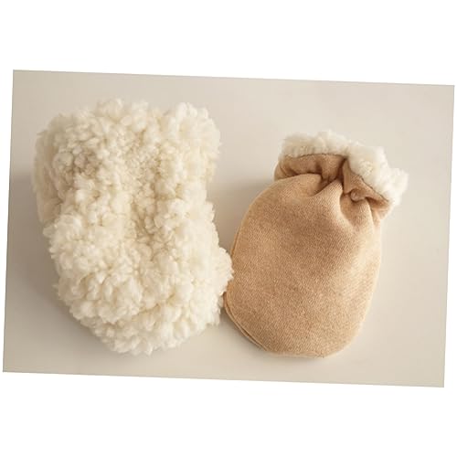 Scratch Gloves Thickened Cotton Hand Covers for Boy Girl Warm Mittens for Autumn Winter Light Brown for Newborns2