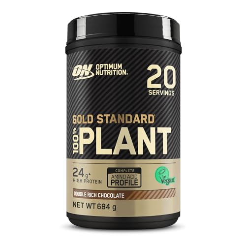 Optimum Nutrition Gold Standard 100% Proteína Vegetal en Polvo, Sabor Doble Chocolate Rico, 684g, 20 Servicios
