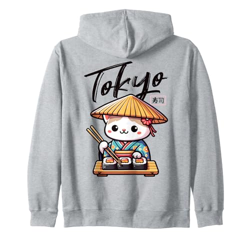 Sushi Cat Kawaii Japonais Harajuku, Amoureux des chats Anime Tokyo Sweat à Capuche