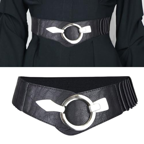 Fashionable Elastic Waistband Buckles Pattern Belt Adjustable Length Waistband for Jeans or Dresses2