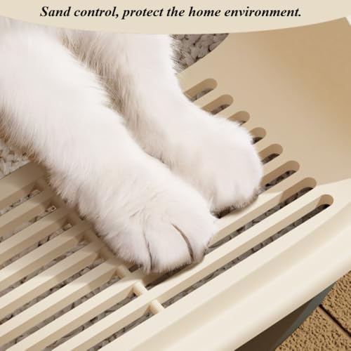 Arenero para gato semi cerrado con lados altos y protector desmontable miniatura 3