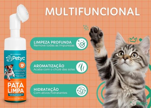 Pata Limpa 150 mL PETYC Higienizador de Patas para Cães e Gatos Espuma Relaxante