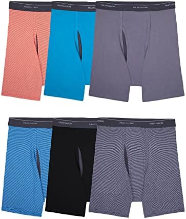 Fruit of the Loom mens Coolzone (Assorted Colors) Boxer Briefs, 6 Pack - Stripe/Solid, XX-Large US