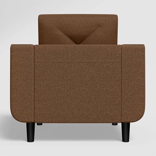 Image of Interio by Godrej Sofa Zompy Advance 1 Seater Fabric Sofa for Living Room, 3-Years Warranty, Solid Wood, Dark Brown