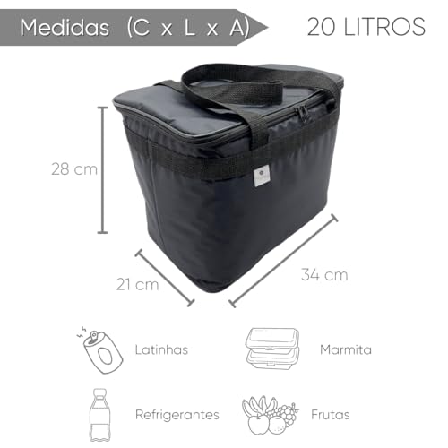 Bolsa Térmica 20 Litros - Churrasco, Bebidas, Praia, Futebol, Lazer, Férias, Viagem, Alimentos, Etc
