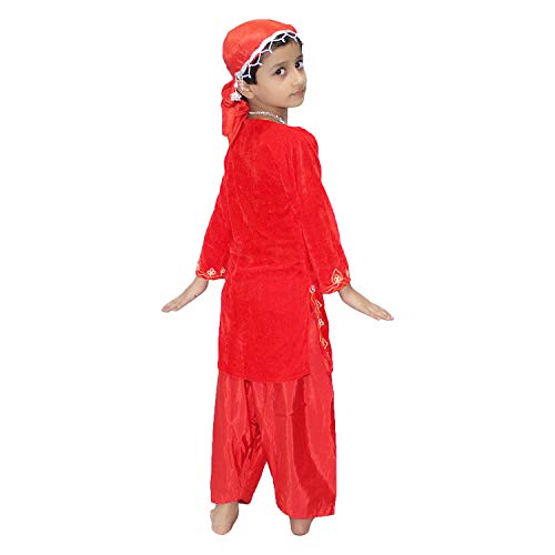 Image of Kaku Fancy Dresses Indian State Kashmiri Dance Red Velvet Salwar Suit Costume for Girls - Red, 3-4 Years